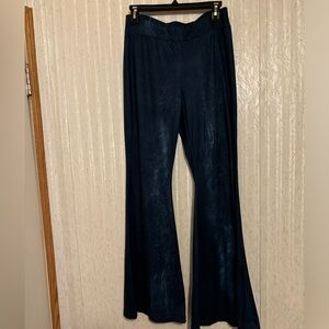 Stylish Blue Flared Pull On Pants